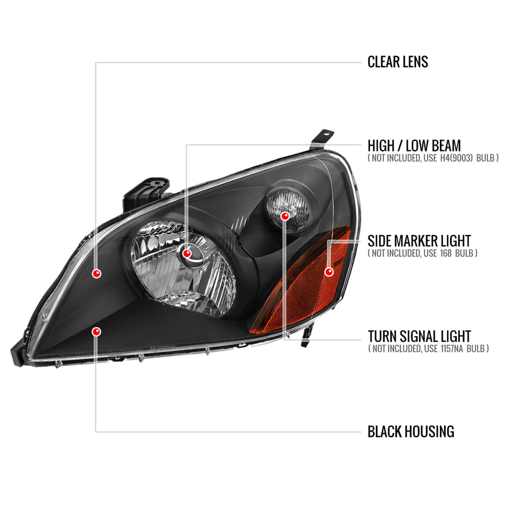 2003-2005 Honda Pilot Factory Style Headlight (Matte Black Housing/Clear Lens)