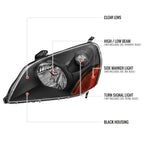 2003-2005 Honda Pilot Factory Style Headlight (Matte Black Housing/Clear Lens)