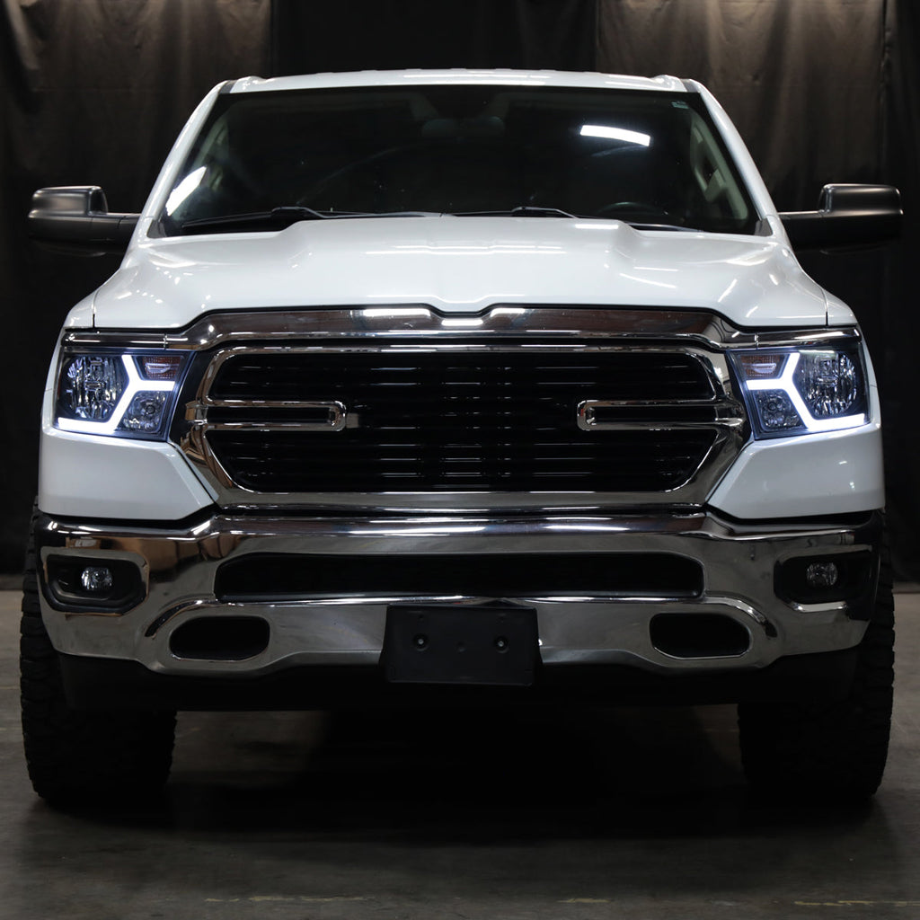 2019-2024 Dodge RAM 1500 Animated LED Bar Factory Style Headlights (Matte Black Housing/Clear Lens)
