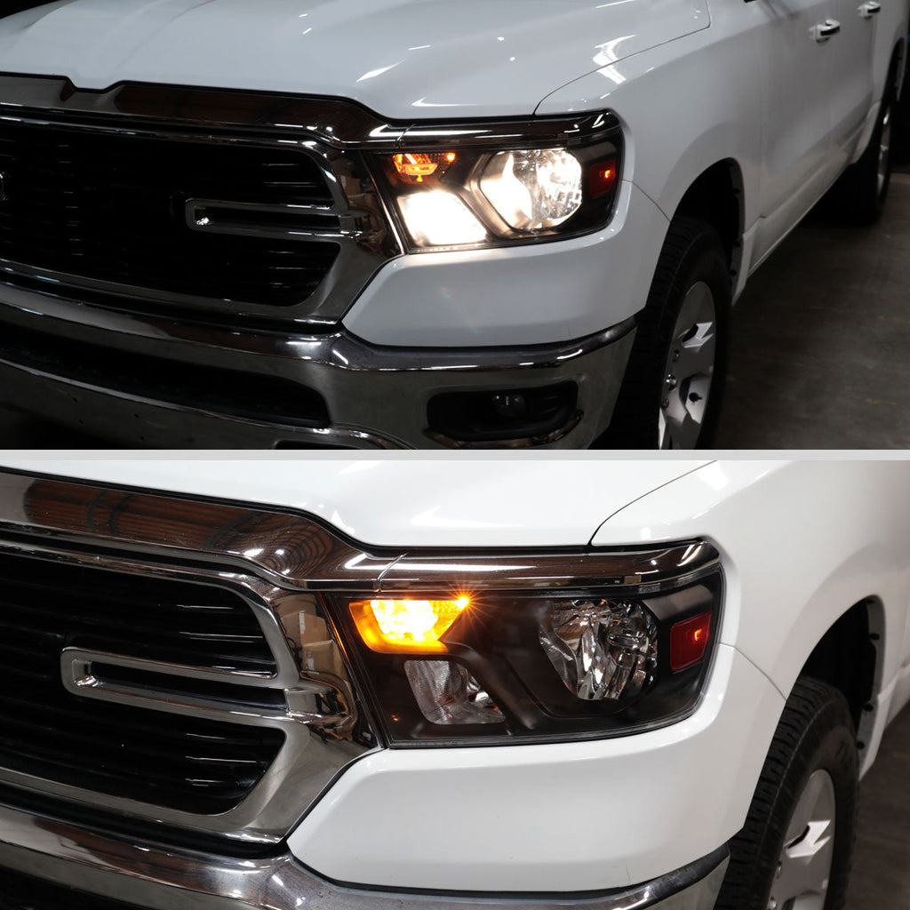 2019-2024 Dodge Ram 1500 Factory Style Crystal Headlight - Driver Side Only (Black Housing / Clear Lens)