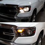 2019-2024 Dodge Ram 1500 Factory Style Crystal Headlight - Driver Side Only (Black Housing / Clear Lens)