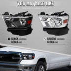 2019-2024 Dodge Ram 1500 Factory Style Crystal Headlight - Driver Side Only (Black Housing / Clear Lens)