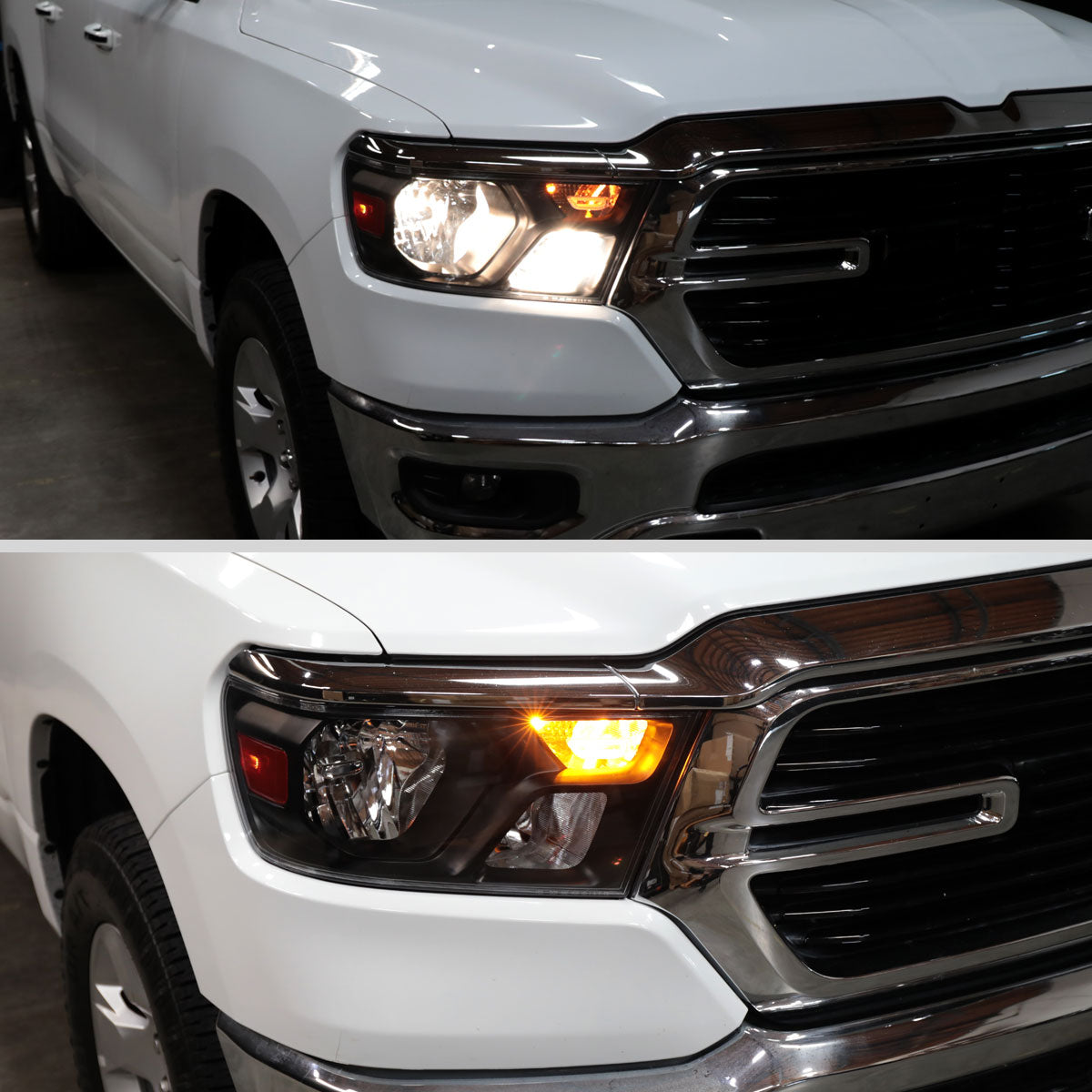 2019-2024 Dodge Ram 1500 Factory Style Crystal Headlight - Passenger Side Only (Black Housing / Clear Lens)
