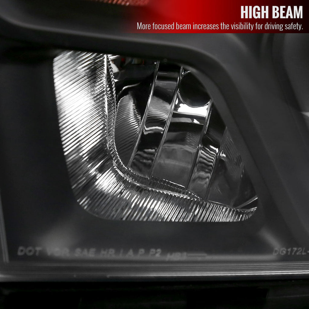 2019-2024 Dodge RAM 1500 Factory Style Headlights with Amber Reflectors (Matte Black Housing/Clear Lens)