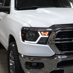 2019-2024 Dodge RAM 1500 Animated LED Bar Factory Style Headlights (Matte Black Housing/Smoked Lens)