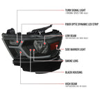 2019-2024 Dodge RAM 1500 Animated LED Bar Factory Style Headlights (Matte Black Housing/Smoked Lens)