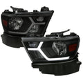 2019-2024 Dodge RAM 1500 Animated LED Bar Factory Style Headlights (Matte Black Housing/Smoked Lens)