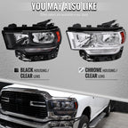 2019-2024 Dodge Ram 2500 3500 Factory Style Crystal Headlight - Driver Side Only (Chrome Housing / Clear Lens)