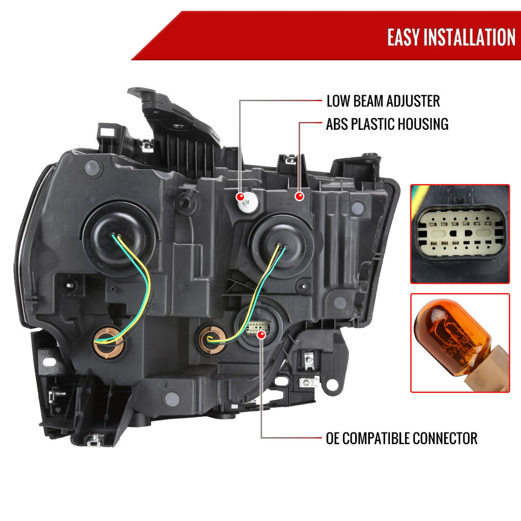 2019-2024 Dodge Ram 2500 3500 Factory Style Crystal Headlight - Driver Side Only (Black Housing / Clear Lens)