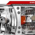 1994-2001 Dodge RAM 1500/ 1994-2002 Dodge RAM 2500 3500 Crystal Headlights (Chrome Housing/Clear Lens)