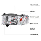1994-2001 Dodge RAM 1500/ 1994-2002 Dodge RAM 2500 3500 Crystal Headlights (Chrome Housing/Clear Lens)