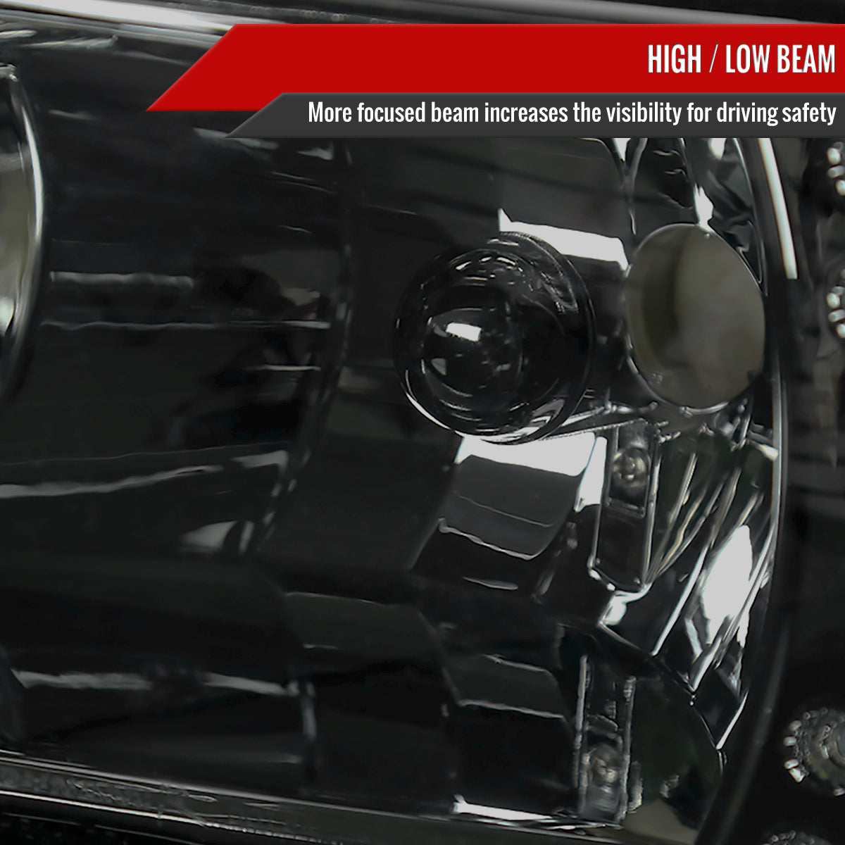 1994-2001 Dodge RAM 1500/ 1994-2002 RAM 2500 3500 Crystal Headlights (Chrome Housing/Smoked Lens)