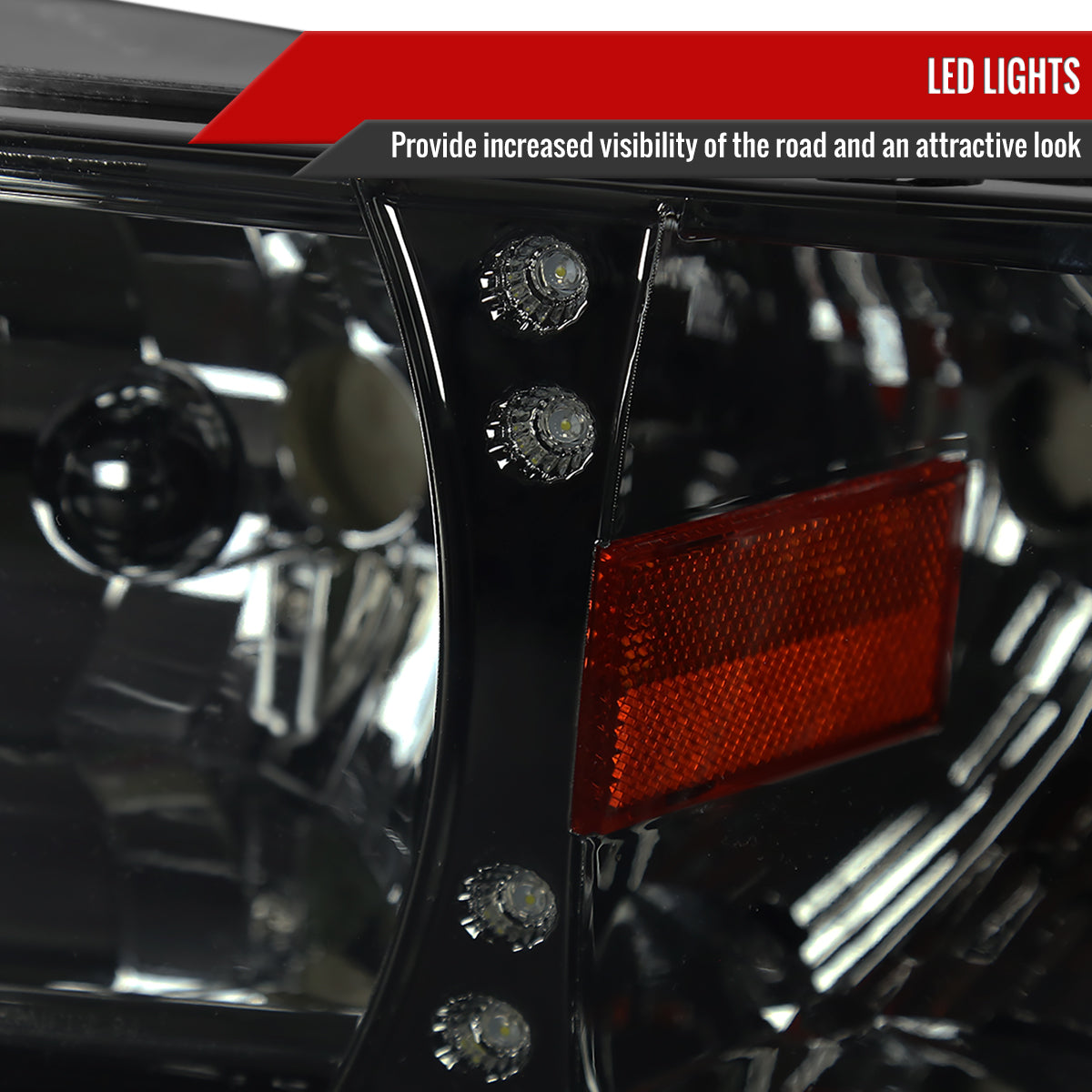 1994-2001 Dodge RAM 1500/ 1994-2002 RAM 2500 3500 Crystal Headlights (Chrome Housing/Smoked Lens)