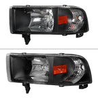 1994-2001 Dodge RAM 1500/ 1994-2002 RAM 2500 3500 Factory Style Headlights (Matte Black Housing/Clear Lens)