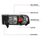 1994-2001 Dodge RAM 1500/ 1994-2002 RAM 2500 3500 Factory Style Headlights (Matte Black Housing/Clear Lens)