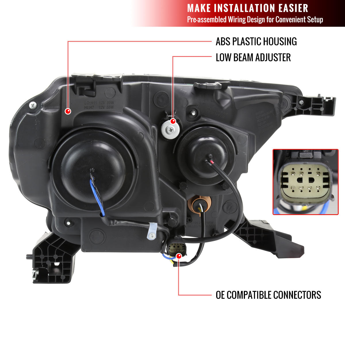 2019-2022 Ford Ranger XL XLT Factory Style Headlights (Matte Black Housing/Clear Lens)