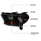 2019-2022 Ford Ranger XL/XLT Factory Style Halogen Headlights (Glossy Black Housing/Smoked Lens)