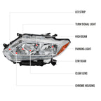 2014-2016 Nissan Rogue LED Strip Factory Style Headlights (Chrome Housing/Clear Lens)