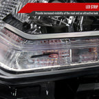 2014-2016 Nissan Rogue LED Strip Factory Style Headlights (Matte Black Housing/Clear Lens)