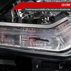 2014-2016 Nissan Rogue LED Strip Factory Style Passenger/Right Side Headlight (Matte Black Housing/Clear Lens)