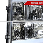 2007-2013 GMC Sierra 1500/ 2007-2014 1500HD 2500HD 3500HD LED Bar Factory Style Headlights (Chrome Housing/Clear Lens)