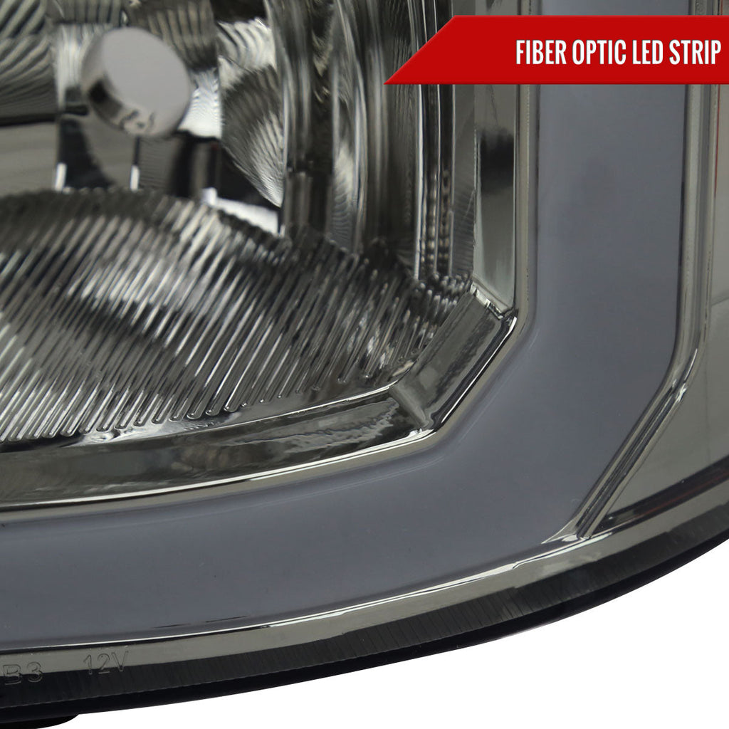 2007-2013 GMC Sierra 1500/ 2007-2014 1500HD 2500HD 3500HD LED Bar Factory Style Headlights (Chrome Housing/Smoked Lens)