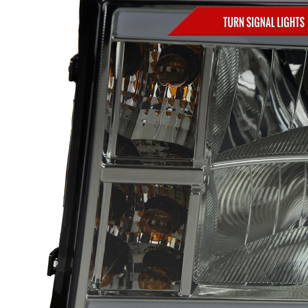 2007-2013 GMC Sierra 1500/ 2007-2014 1500HD 2500HD 3500HD LED Bar Factory Style Headlights (Chrome Housing/Smoked Lens)