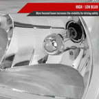 2002-2006 Chevrolet Avalanche/ 2003-2007 Silverado 1PC Factory Style Crystal Headlights w/ Bumper Lights (Chrome Housing/Clear Lens)
