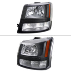 2002-2006 Chevrolet Avalanche/ 2003-2007 Silverado 1PC Factory Style Headlights w/ Bumper Lights (Matte Black Housing/Clear Lens)