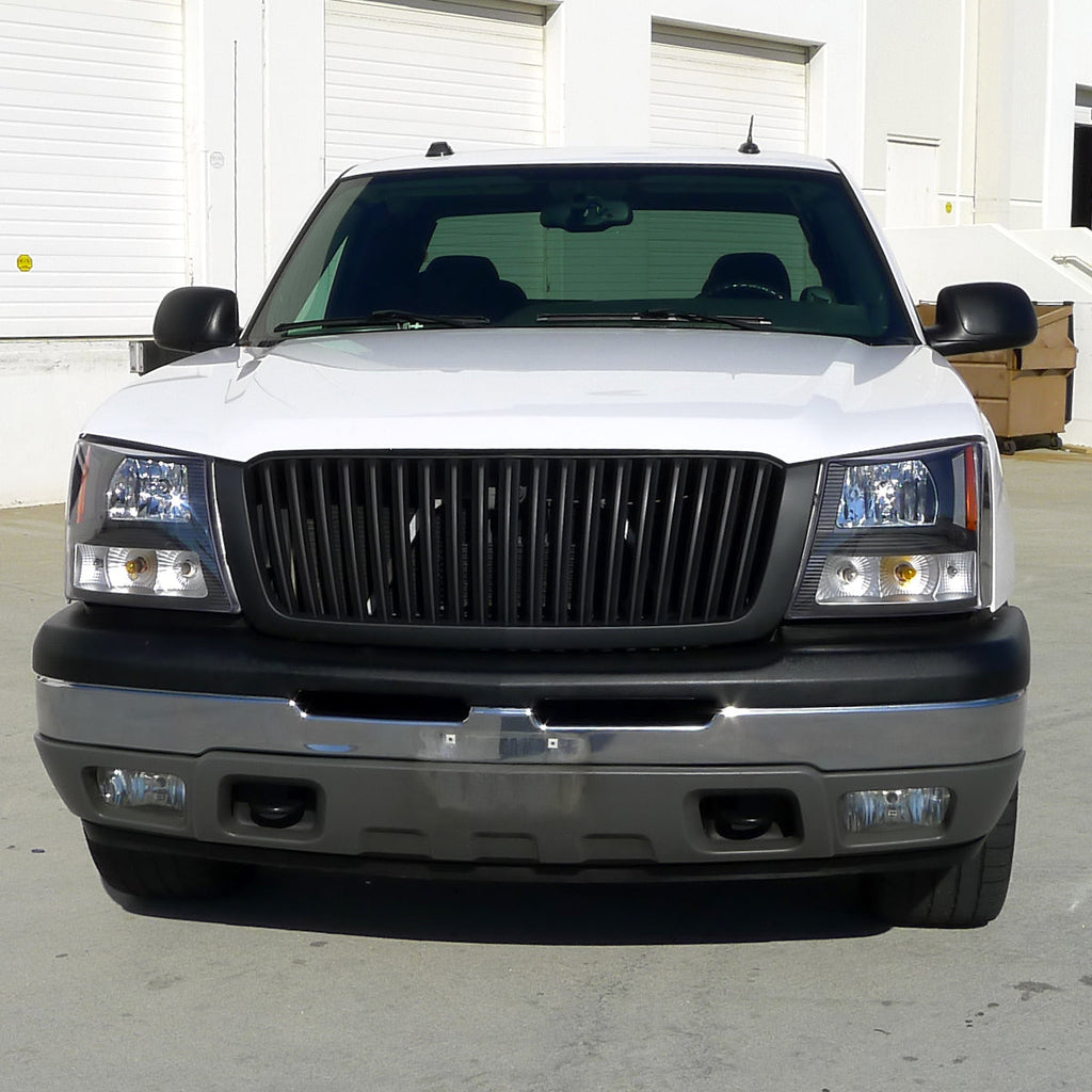 2002-2006 Chevrolet Avalanche/ 2003-2007 Silverado 1PC Factory Style Headlights w/ Bumper Lights (Matte Black Housing/Clear Lens)