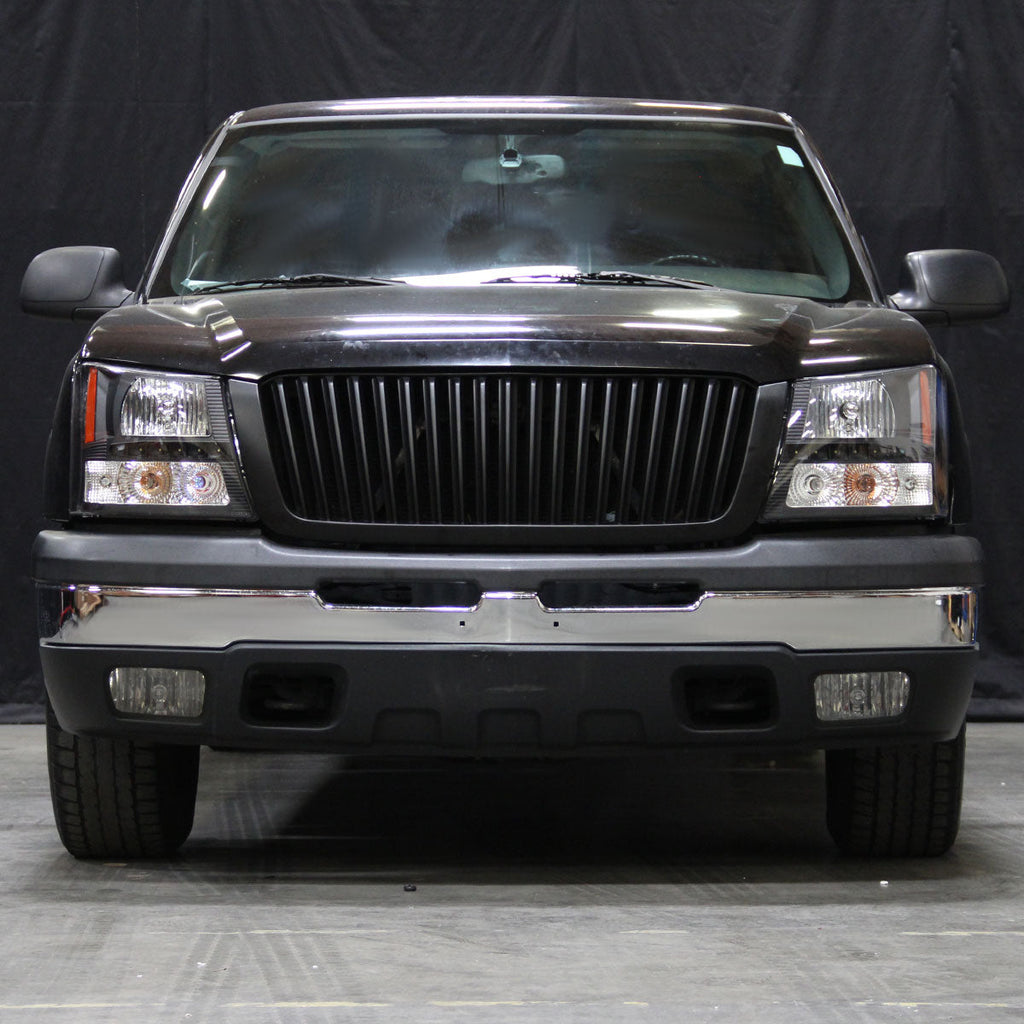 2002-2006 Chevrolet Avalanche/ 2003-2007 Silverado 1PC Factory Style Headlights w/ SMD LED Light Strip & Bumper Lights (Matte Black Housing/Clear Lens)