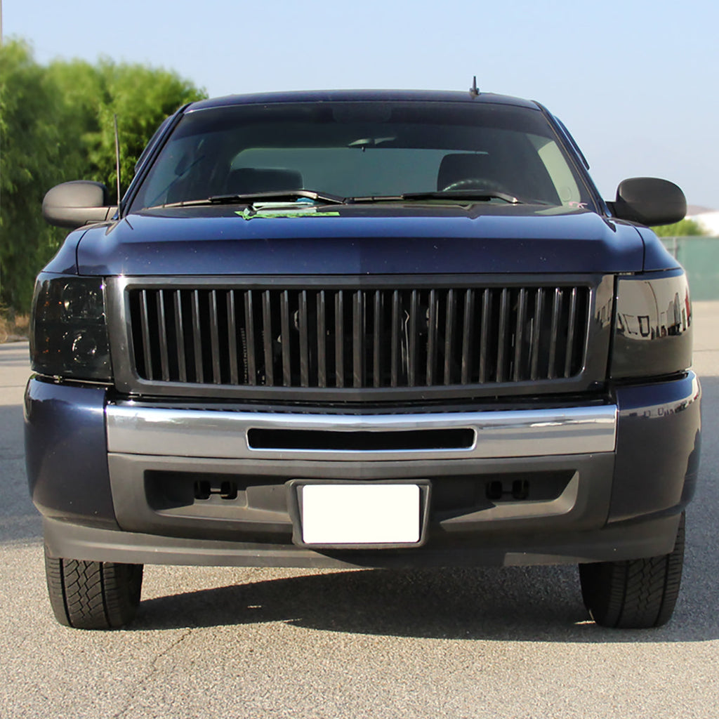 2007-2013 Chevrolet Silverado 1500/ 2007-2014 Silverado 2500HD 3500HD Factory Style Headlights (Chrome Housing/Smoked Lens)