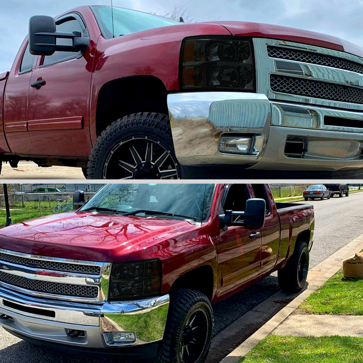 2007-2013 Chevrolet Silverado 1500/ 2007-2014 Silverado 2500HD 3500HD Factory Style Headlights (Chrome Housing/Smoked Lens)
