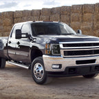 2007-2013 Chevrolet Silverado 1500/ 2007-2014 Silverado 2500HD 3500HD LED Bar Factory Style Headlights w/ Amber Reflector (Chrome Housing/Clear Lens)