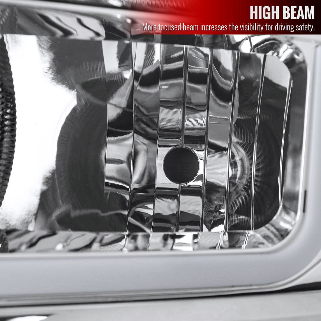 2014-2015 Chevrolet Silverado 1500 LED Bar Factory Style Headlights (Chrome Housing/Clear Lens)
