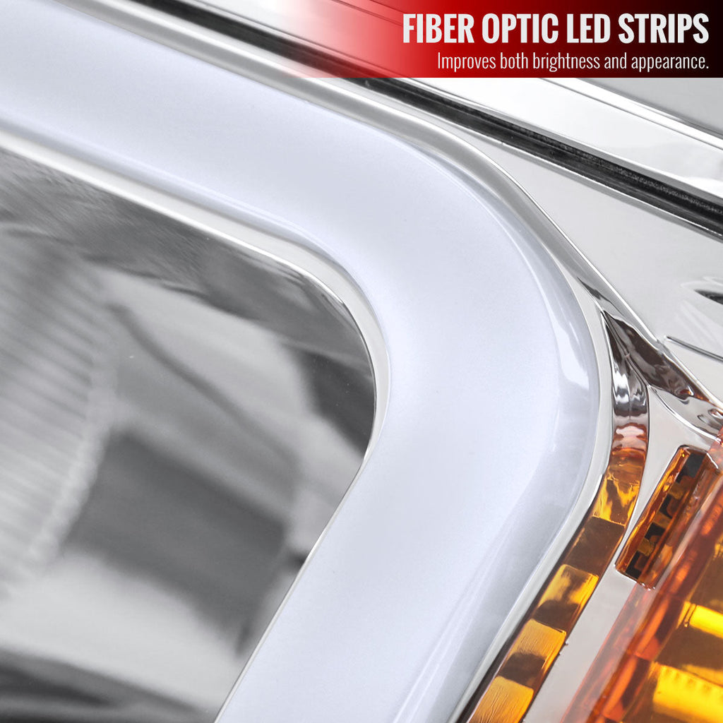 2014-2015 Chevrolet Silverado 1500 LED Bar Factory Style Headlights (Chrome Housing/Clear Lens)