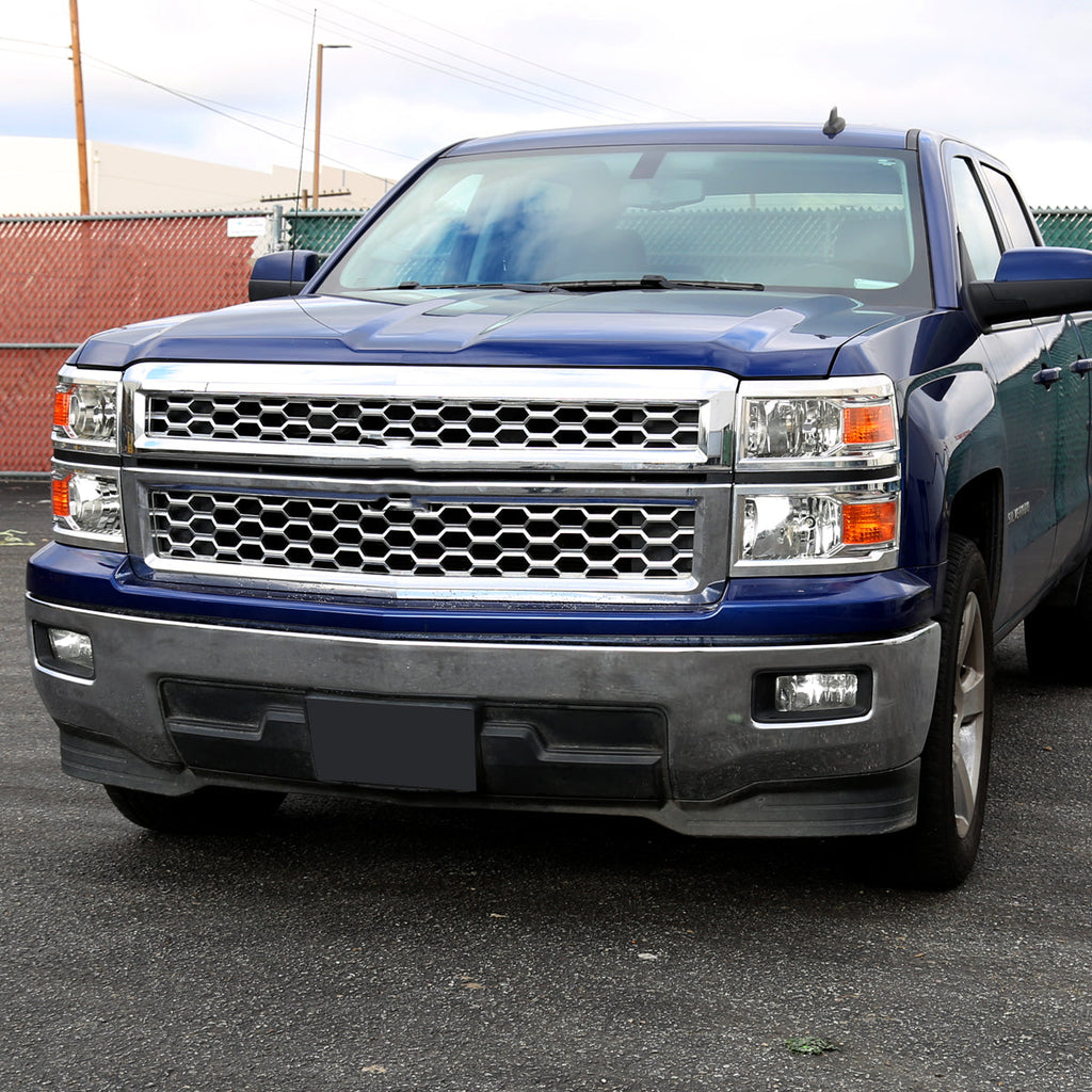 2014-2015 Chevrolet Silverado 1500 Factory Style Headlights w/ Amber Reflectors (Chrome Housing/Clear Lens)