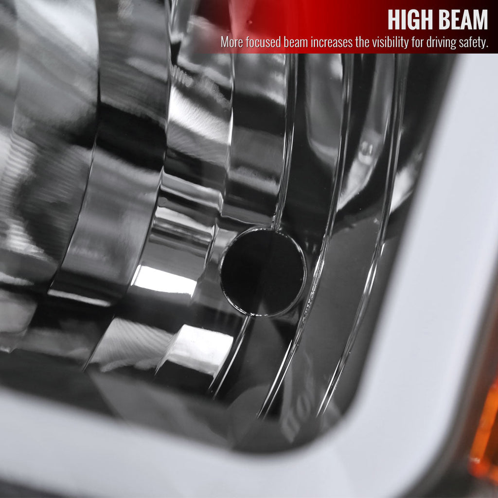 2014-2015 Chevrolet Silverado 1500 LED Bar Factory Style Headlights - Black (Matte Black Housing/Clear Lens)