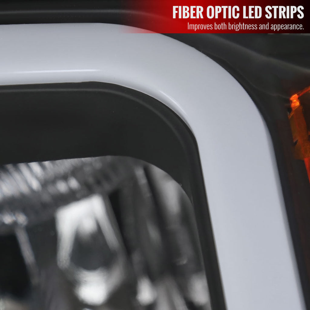 2014-2015 Chevrolet Silverado 1500 LED Bar Factory Style Headlights - Black (Matte Black Housing/Clear Lens)