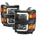 2014-2015 Chevrolet Silverado 1500 LED Bar Factory Style Headlights - Black (Matte Black Housing/Clear Lens)