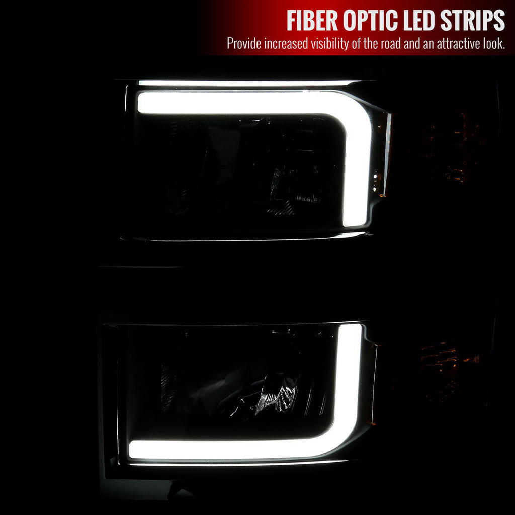 2014-2015 Chevrolet Silverado 1500 LED Bar Factory Style Headlights (Matte Black Housing/Clear Lens)