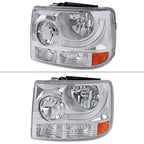 1999-2002 Chevrolet Silverado 1500 2500/ 2000-2006 Tahoe Suburban 1PC Factory Style Headlights w/ Bumper Lights (Chrome Housing/Clear Lens)