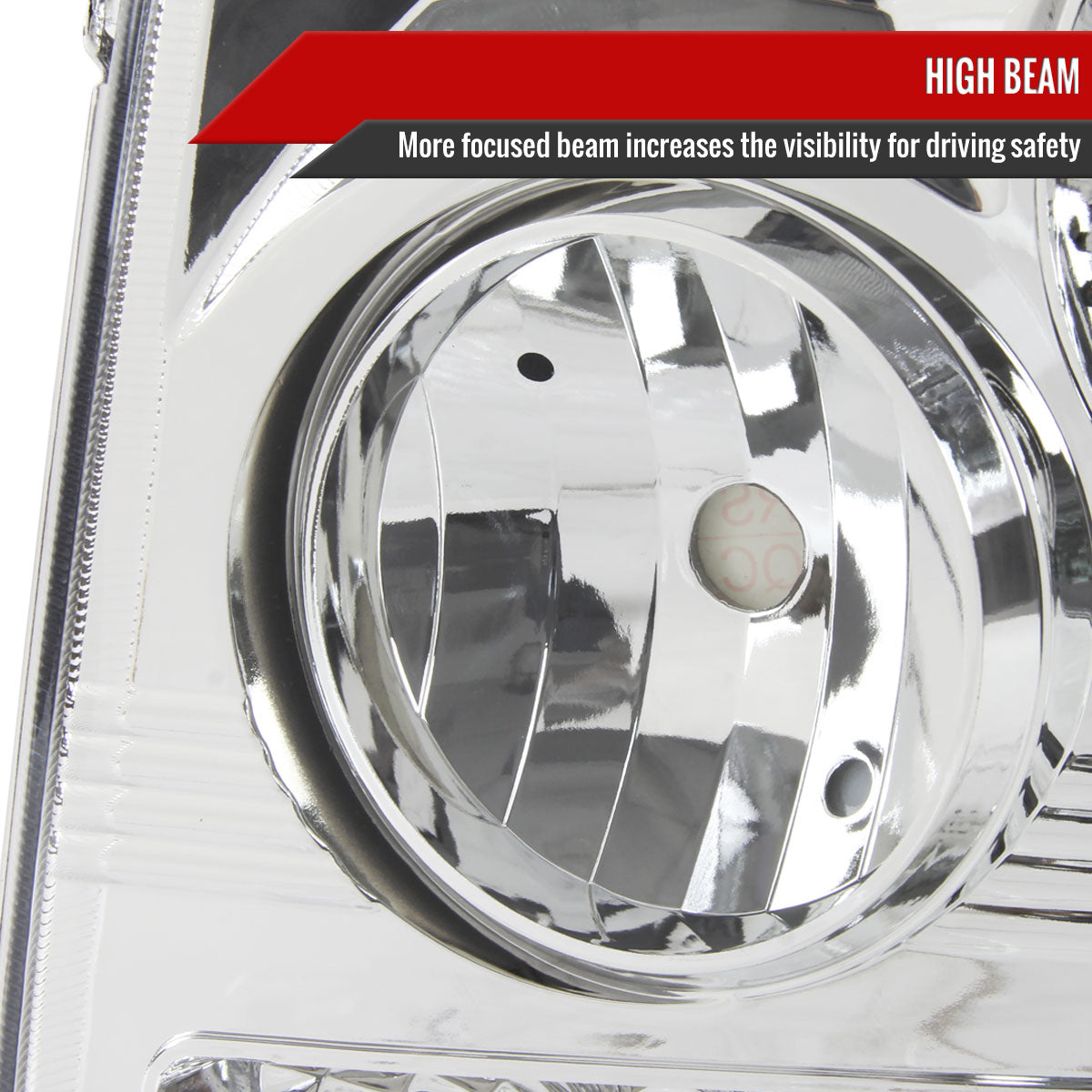 1999-2002 Chevrolet Silverado 1500 2500/ 2000-2006 Tahoe Suburban 1PC Factory Style Headlights w/ Bumper Lights (Chrome Housing/Clear Lens)