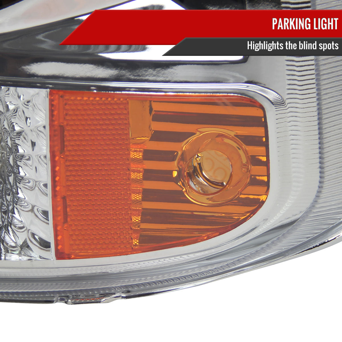 1999-2002 Chevrolet Silverado 1500 2500/ 2000-2006 Tahoe Suburban 1PC Factory Style Headlights w/ Bumper Lights (Chrome Housing/Clear Lens)