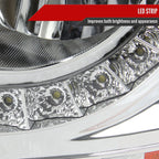 1999-2002 Chevrolet Silverado 1500 2500/ 2000-2006 Tahoe Suburban 1PC Factory Style Headlights w/ SMD LED Light Strip & Bumper Lights (Chrome Housing/Clear Lens)