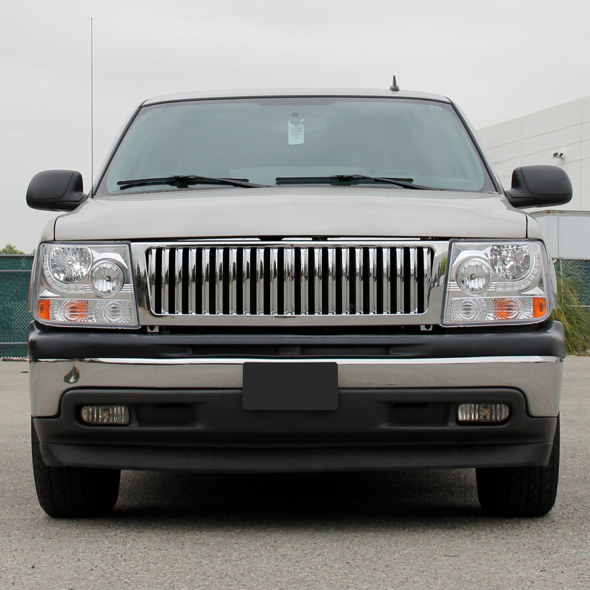 1999-2002 Chevrolet Silverado 1500 2500/ 2000-2006 Tahoe Suburban 1PC Factory Style Headlights w/ SMD LED Light Strip & Bumper Lights (Chrome Housing/Clear Lens)