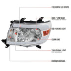 2005-2011 Toyota Tacoma LED Bar Factory Style Headlights (Chrome Housing/Clear Lens)