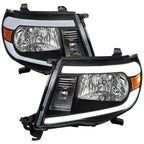 2005-2011 Toyota Tacoma LED Bar Factory Style Headlights (Matte Black Housing/Clear Lens)