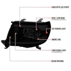 2005-2011 Toyota Tacoma LED Bar Factory Style Headlights (Matte Black Housing/Smoked Lens)