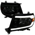2005-2011 Toyota Tacoma LED Bar Factory Style Headlights (Matte Black Housing/Smoked Lens)